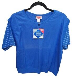 Justin Allen Womens Sz 42 Blue Solid Short Sleeve T-Shirt